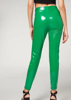 Trousers^Calzedonia Thermal Vinyl Skinny Leggings 5220 - Verde Intenso