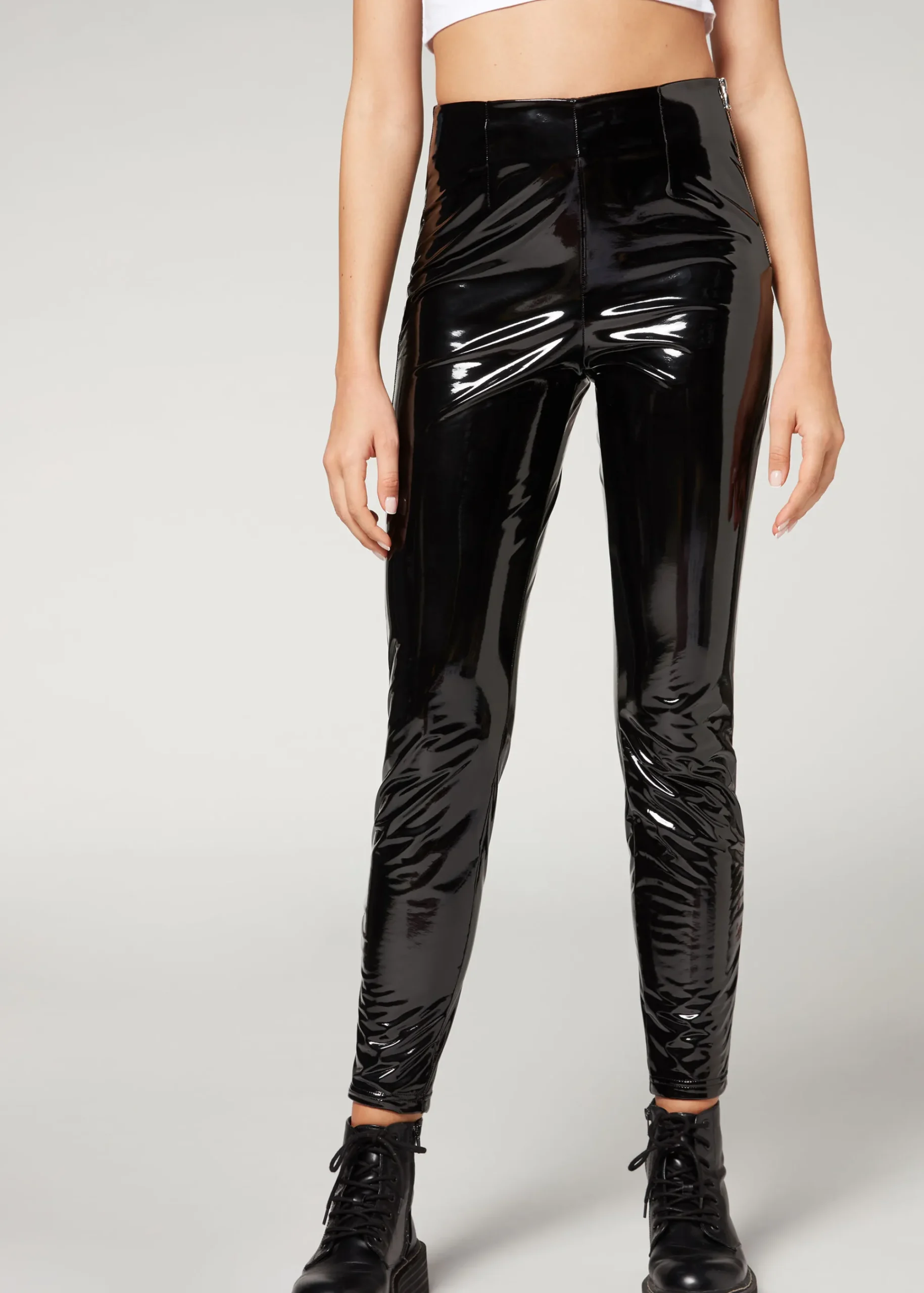 Trousers^Calzedonia Thermal Vinyl Skinny Leggings 019 - Black
