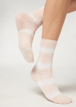 Short Socks^Calzedonia Tie Dye Patterned Short Socks 9654 - Tie Dye Pink