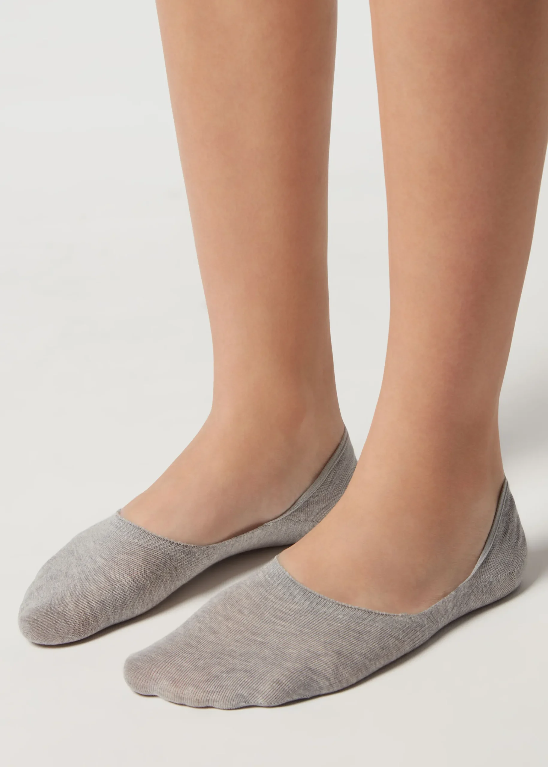 Invisible^Calzedonia Unisex Cotton Invisible Socks 031 - Grey Blend