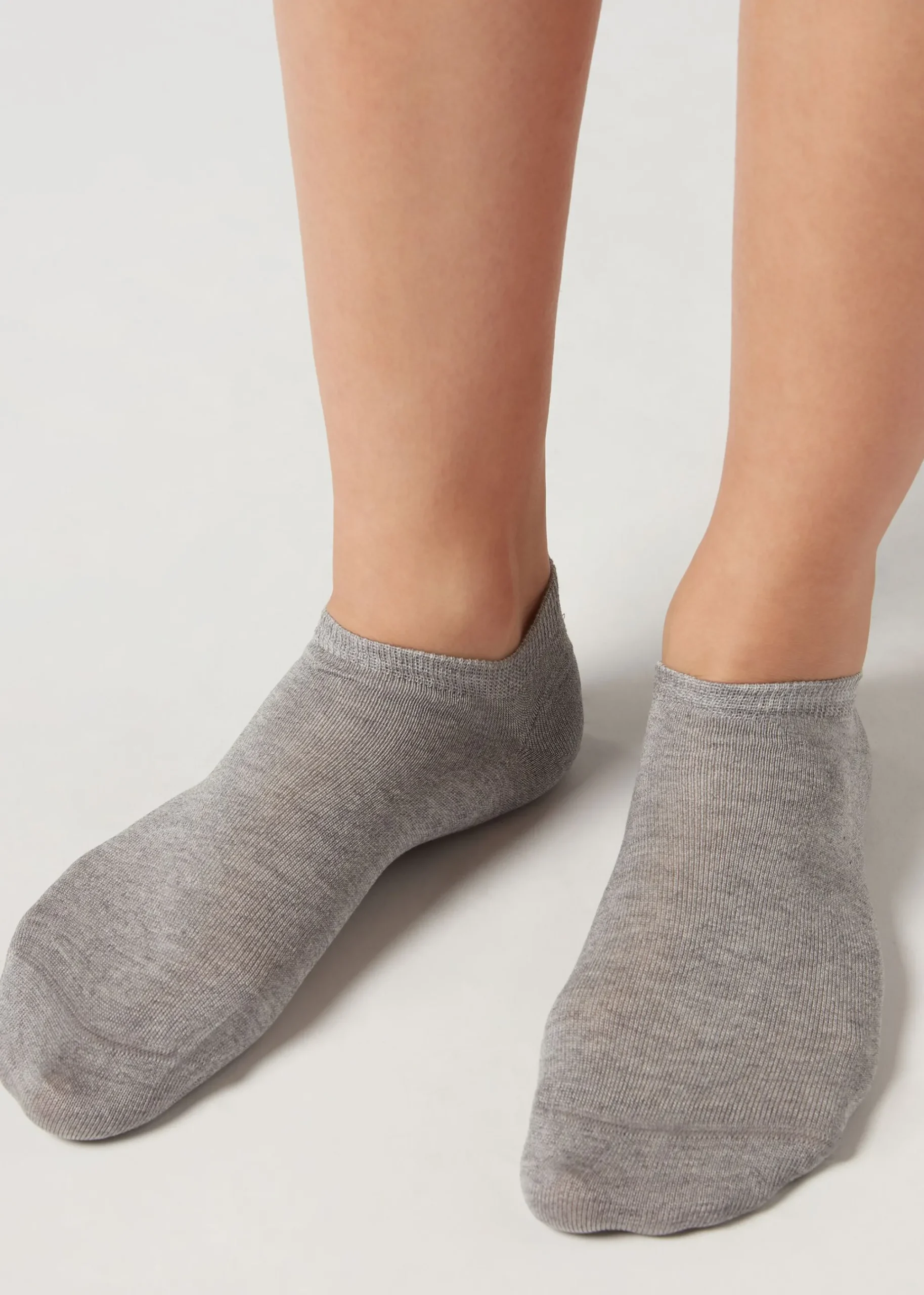 No-Show^Calzedonia Unisex Cotton Pop Socks 408 - Grey Fleece