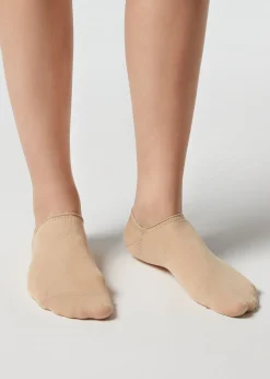 No-Show^Calzedonia Unisex Cotton Pop Socks 412 - Sand-Colored Beige