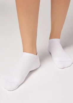 No-Show^Calzedonia Unisex Cotton Sports No-Show Socks 001 - White