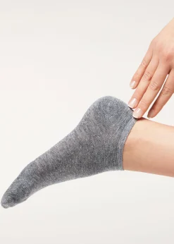 No-Show^Calzedonia Unisex Linen And Viscose No-Show Socks 9201 - Denim