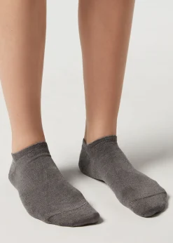 No-Show^Calzedonia Unisex No-Show Socks With Cashmere 042 - Mid Grey Blend