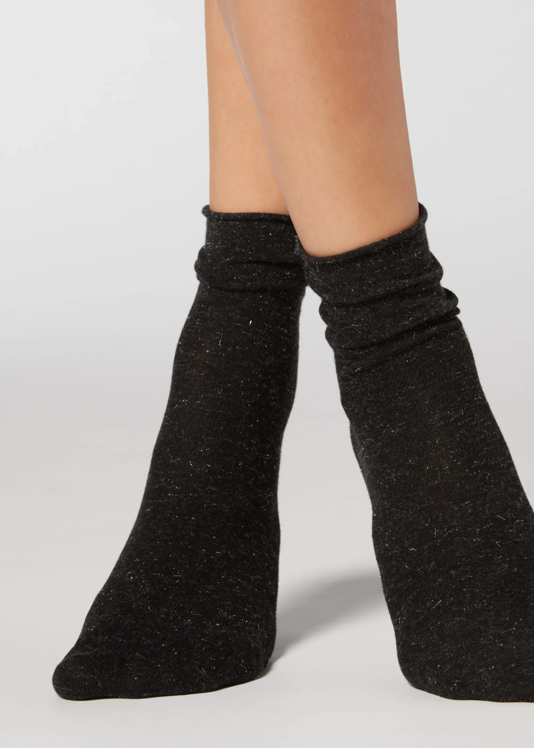 Short Socks^Calzedonia Warm Cotton Short Socks 8902 - Black Glitter Cashmere