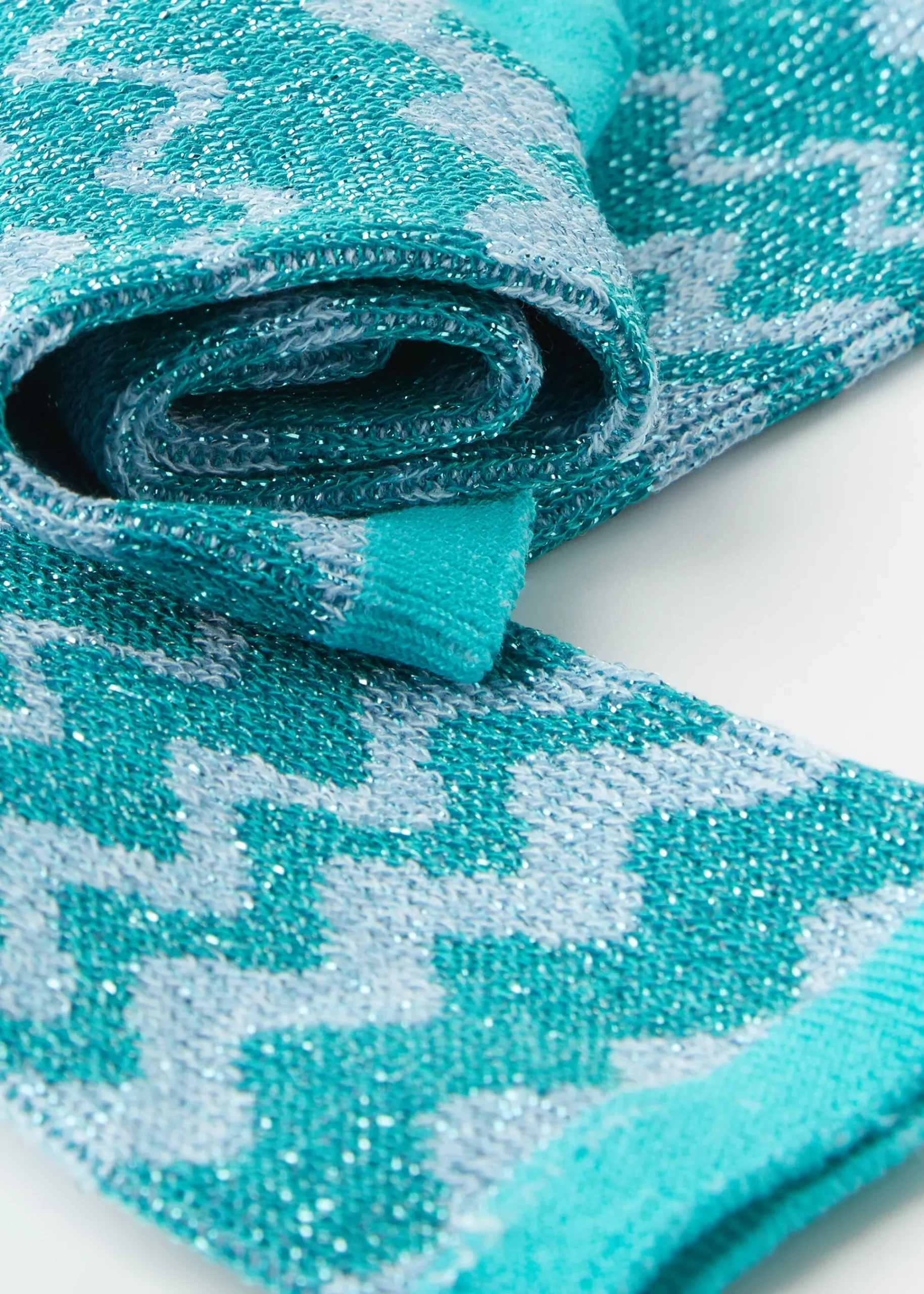 Short Socks^Calzedonia Wave Motif Short Socks With Glitter 9696 - Aqua Green Wave Glitter