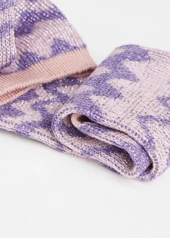 Short Socks^Calzedonia Wave Motif Short Socks With Glitter 9695 - Pink Wave Glitter